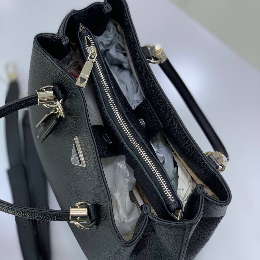 Guess Textured White Handbag with Silver Hardware