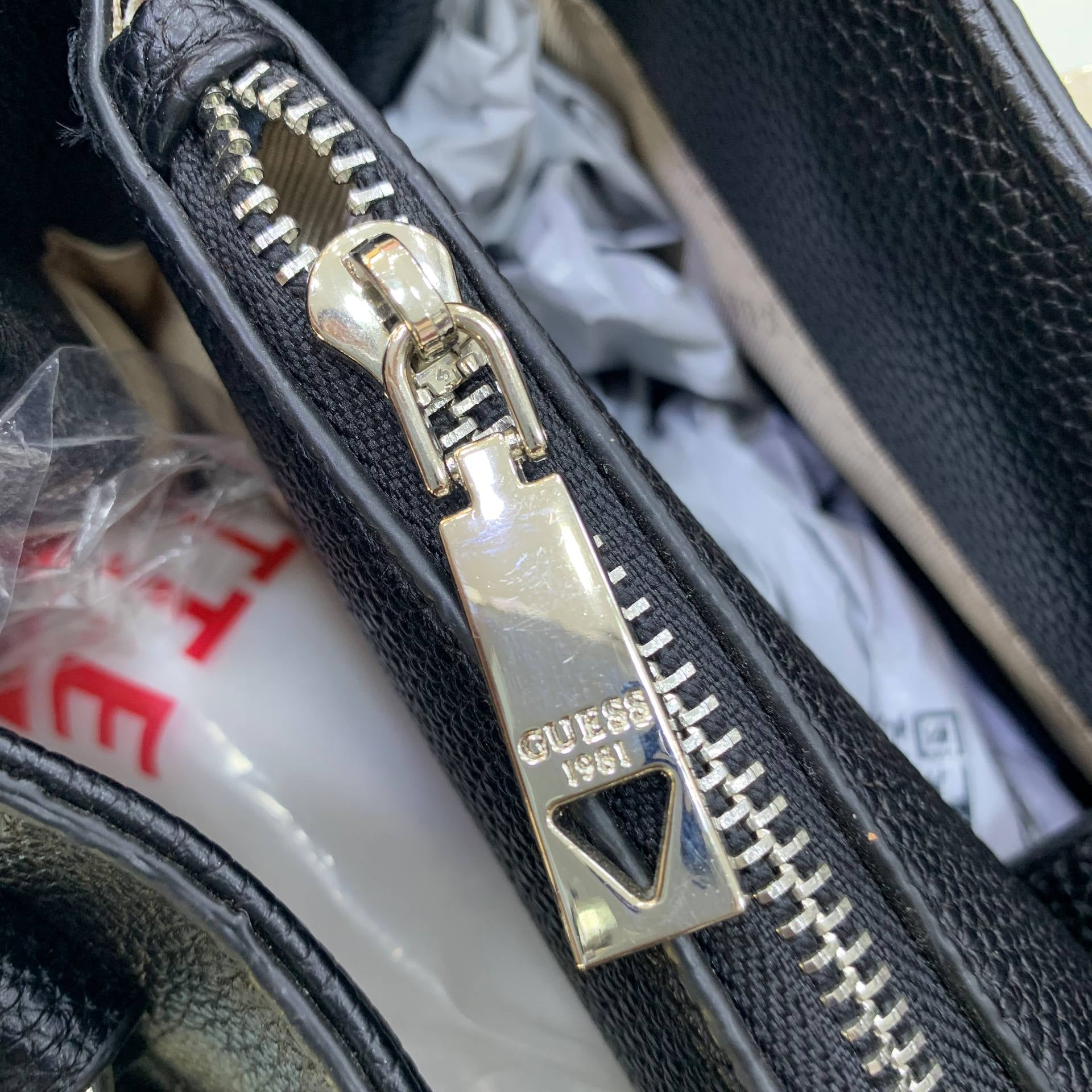 Guess Textured White Handbag with Silver Hardware