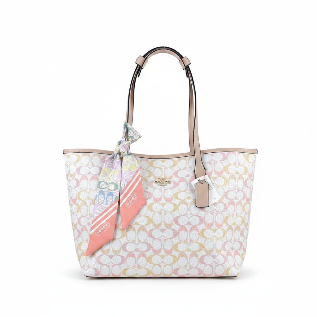 Coach Signature Multi-Color Tote with Scarf Accessory