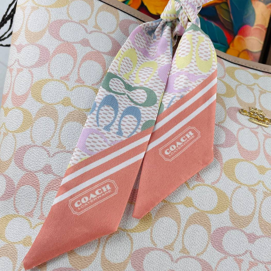 Coach Signature Multi-Color Tote with Scarf Accessory