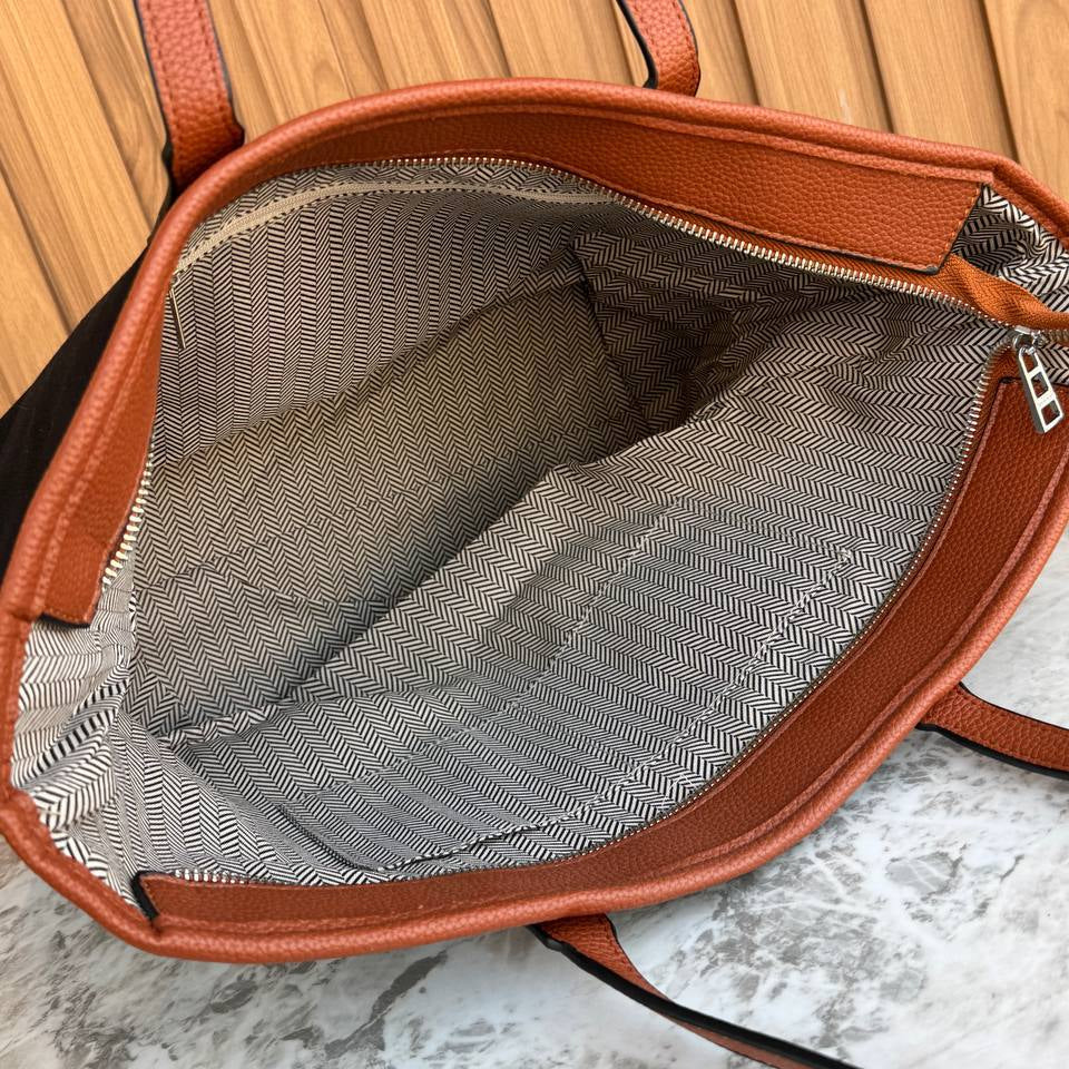 Zadig & Voltaire Canvas Tote Bag with Tan Leather Style Handles