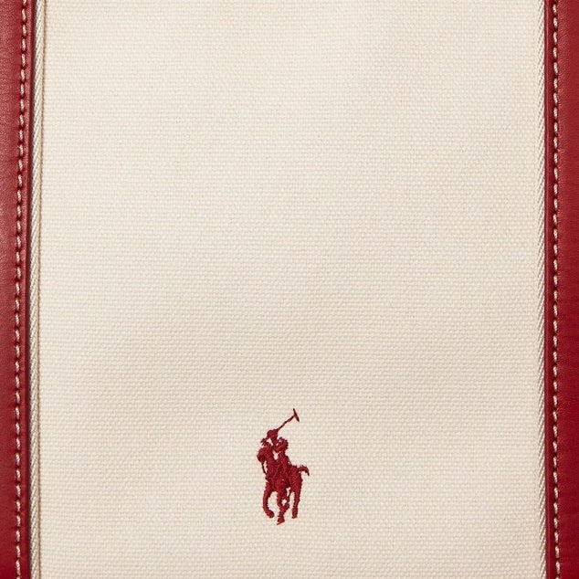 Polo Ralph Lauren Canvas and Leather Tote in Beige and Red