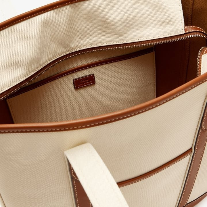 Polo Ralph Lauren Canvas and Leather Tote in Beige and Red