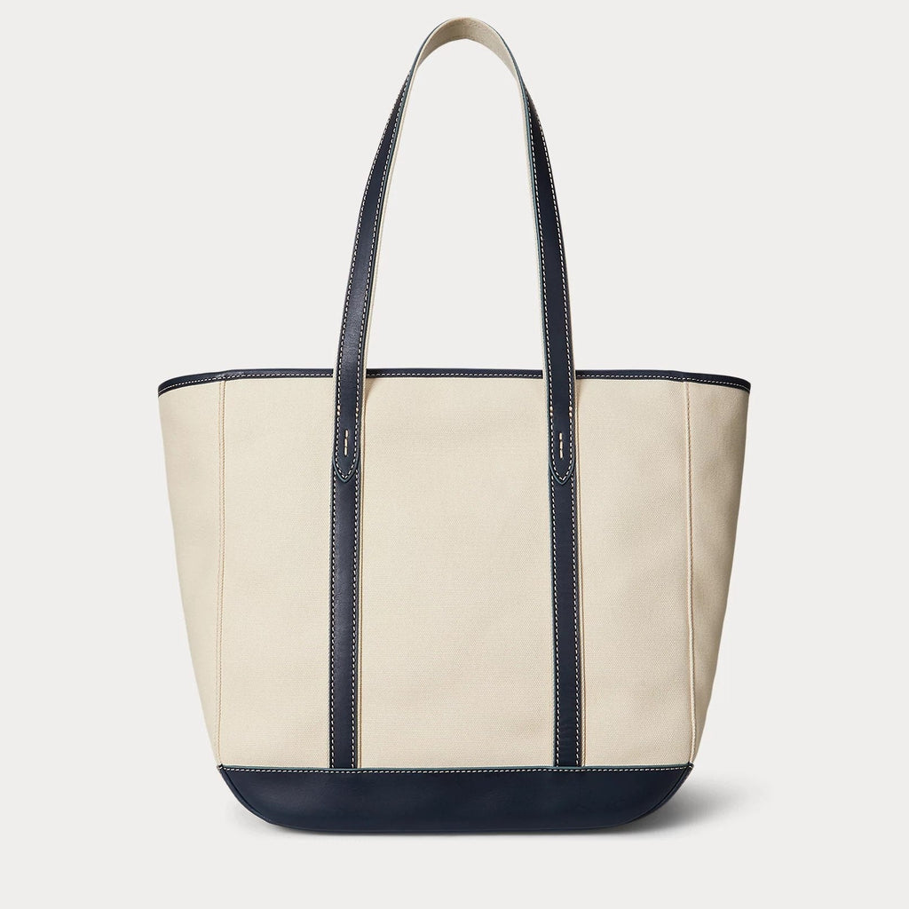 Polo Ralph Lauren Canvas and Leather Tote in Beige and Red