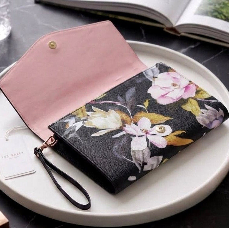 Ted Baker Floral Envelope Clutch with Wristlet Strap