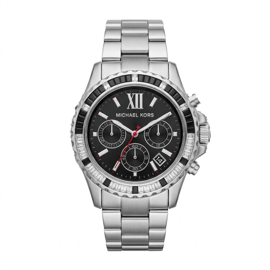 Michael Kors Crystal Bezel Chronograph Stainless Steel Watch