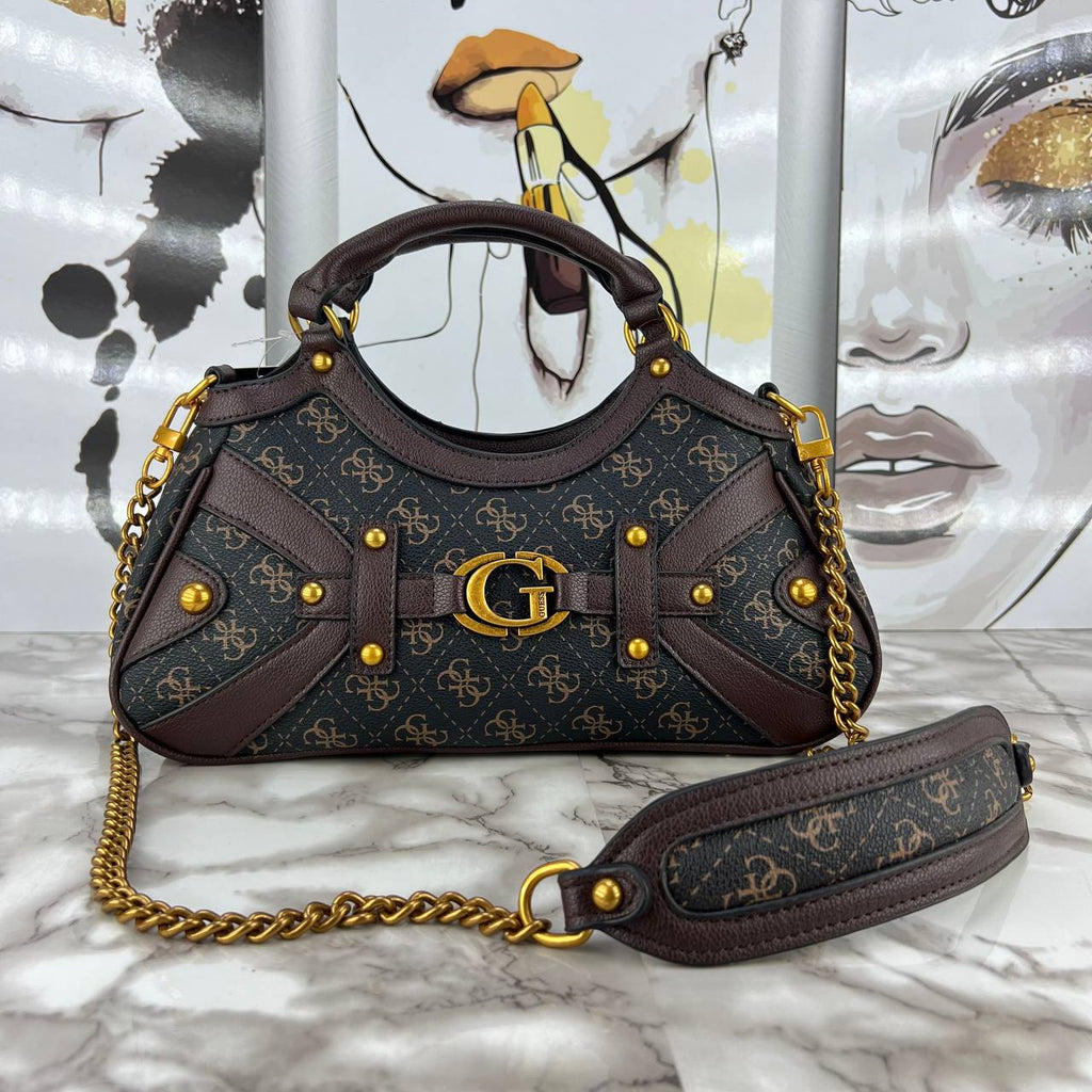 GUESS Black Pebbled Leather Shoulder Bag with Gold Hardware 🖤✨👜