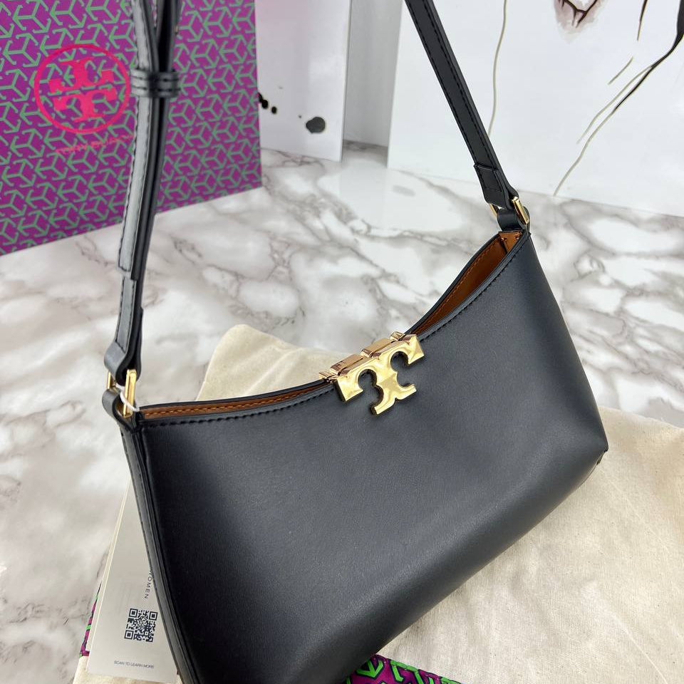 Tory Burch Eleanor Small Baguette Bag in Black Leather 🖤👜✨