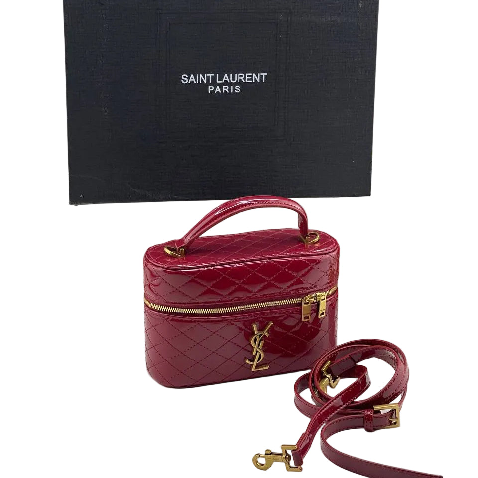 Saint Laurent Quilted Patent Leather Vanity Bag ❤️‍🔥🍒✨