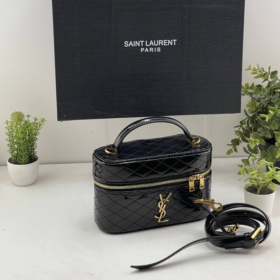 Saint Laurent Quilted Patent Leather Vanity Bag ❤️‍🔥🍒✨