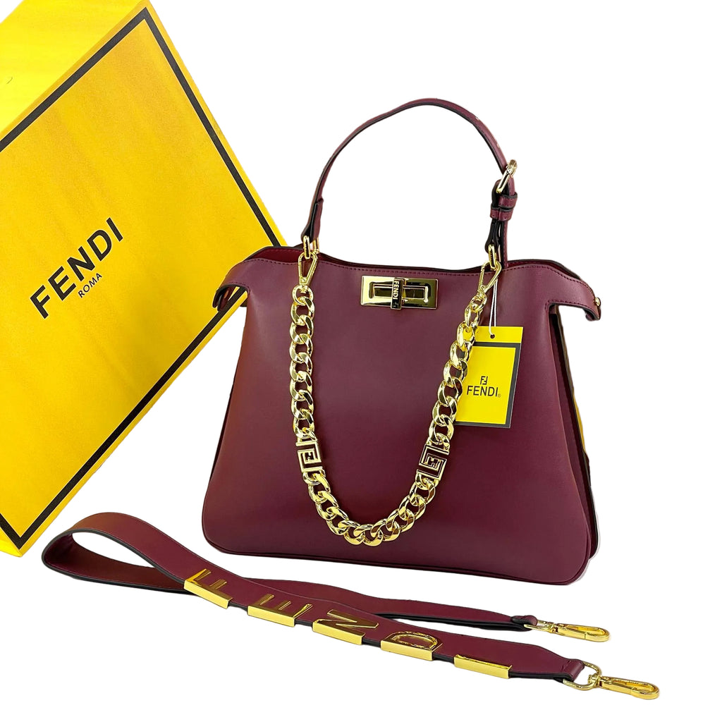 Fendi Burgundy Bag 👜 Chic Carryall 🍷