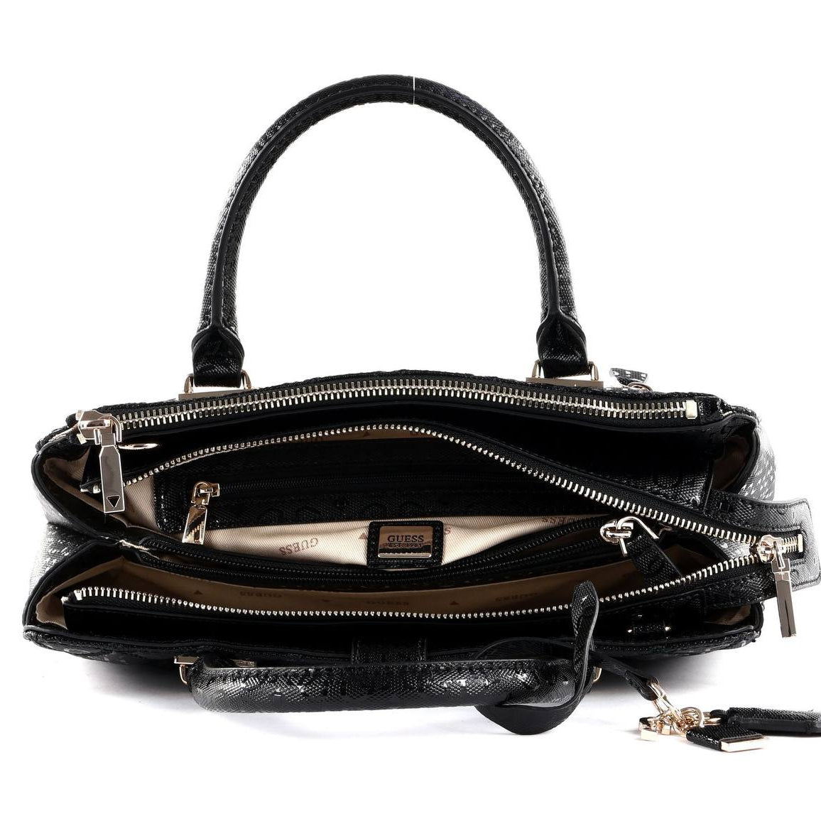 GUESS Chic Tri-Color Satchel 👜🤍🖤
