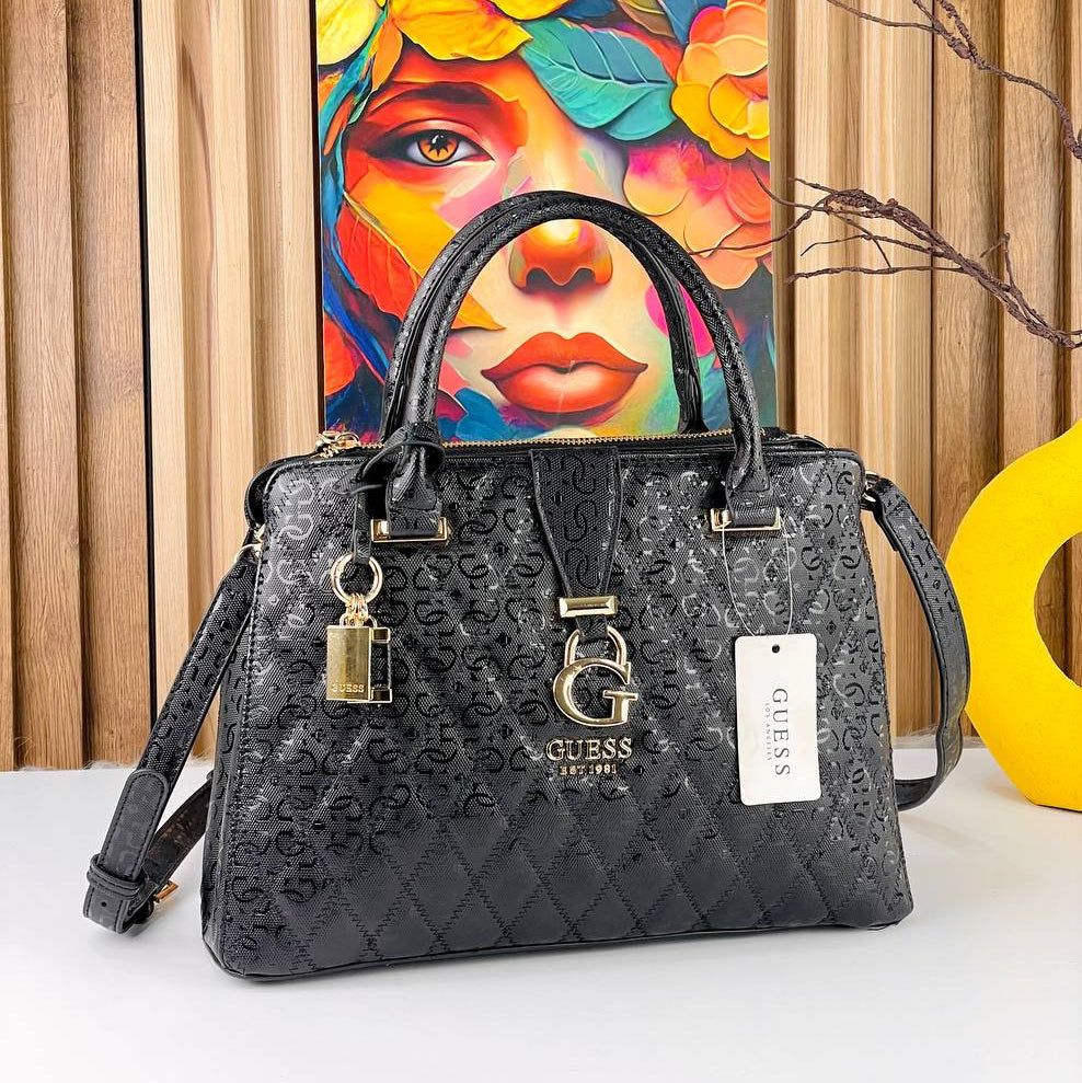 GUESS Chic Tri-Color Satchel 👜🤍🖤