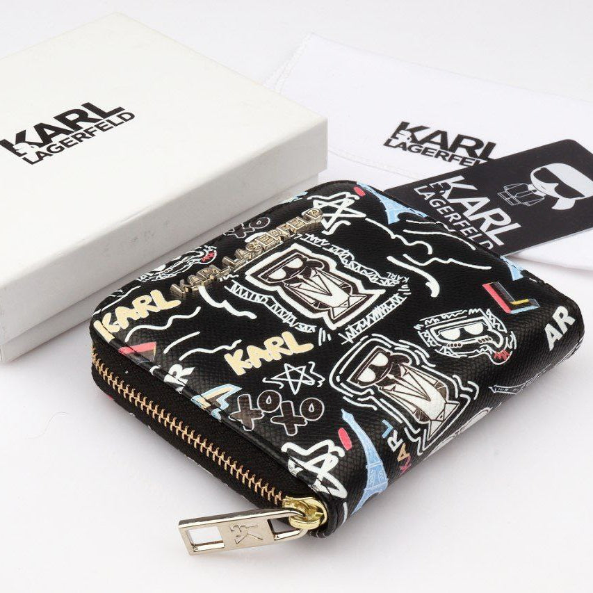 Karl Lagerfeld Graffiti Print Zip Wallet Black 🖤✨