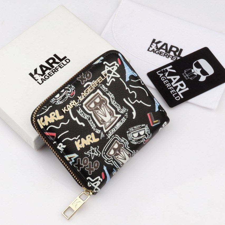 Karl Lagerfeld Graffiti Print Zip Wallet Black 🖤✨