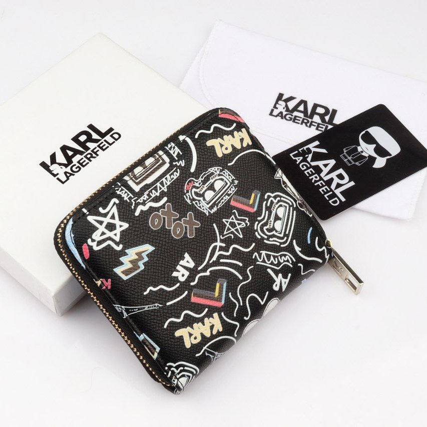 Karl Lagerfeld Graffiti Print Zip Wallet Black 🖤✨