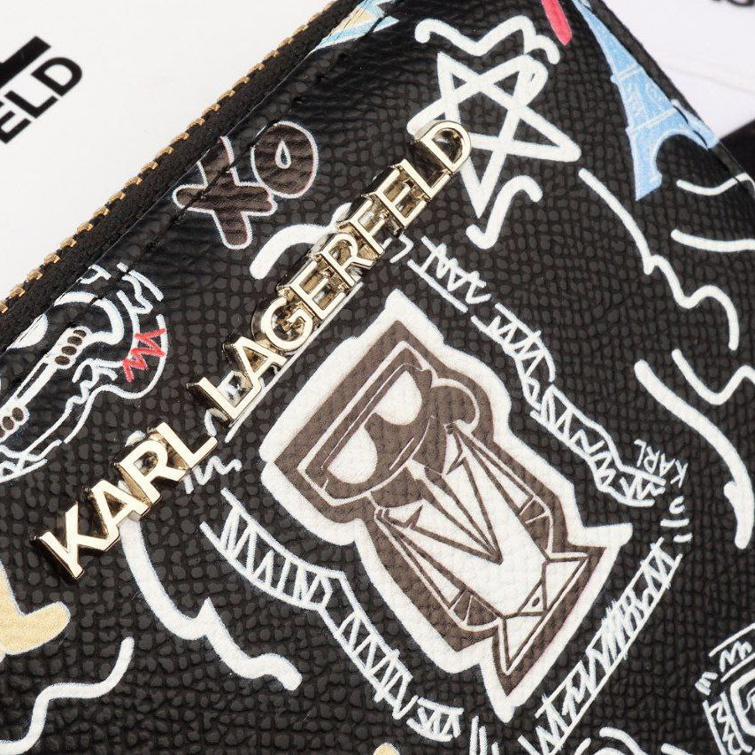 Karl Lagerfeld Graffiti Print Zip Wallet Black 🖤✨