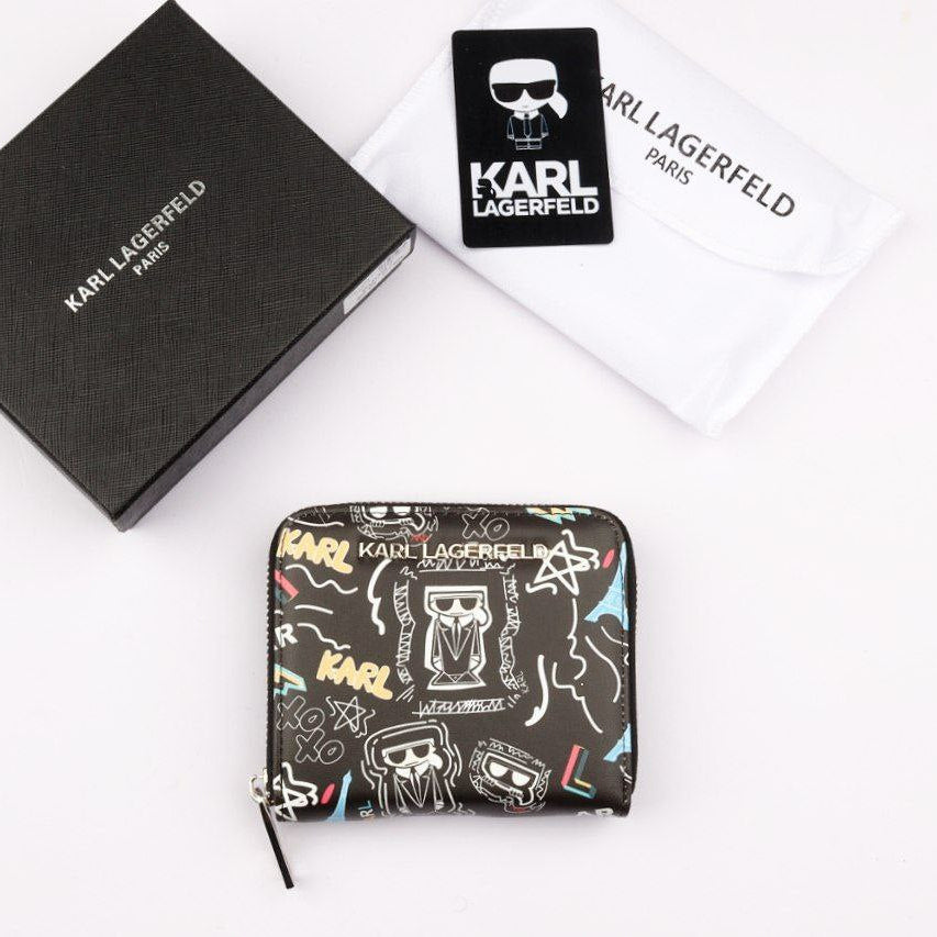 Karl Lagerfeld Graffiti Print Zip Wallet Black 🖤✨