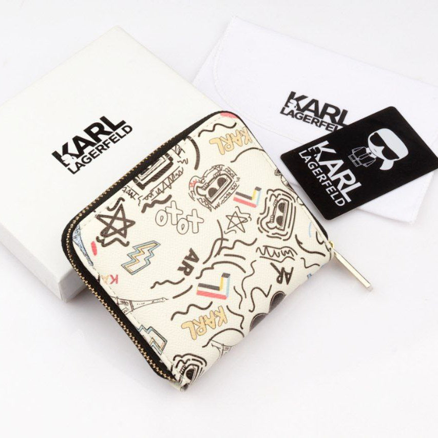 Karl Lagerfeld Graffiti Print Zip Wallet Black 🖤✨