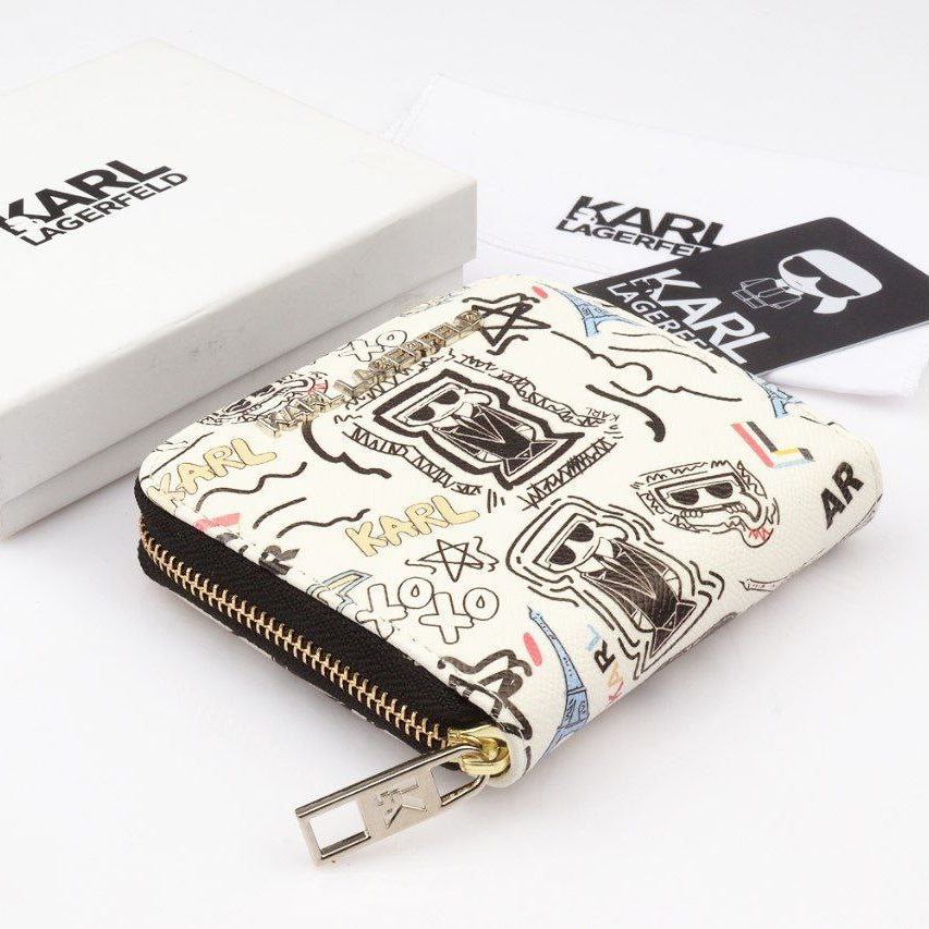 Karl Lagerfeld Graffiti Print Zip Wallet Black 🖤✨