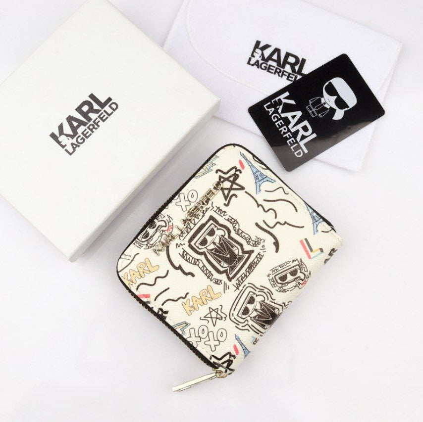 Karl Lagerfeld Graffiti Print Zip Wallet Black 🖤✨
