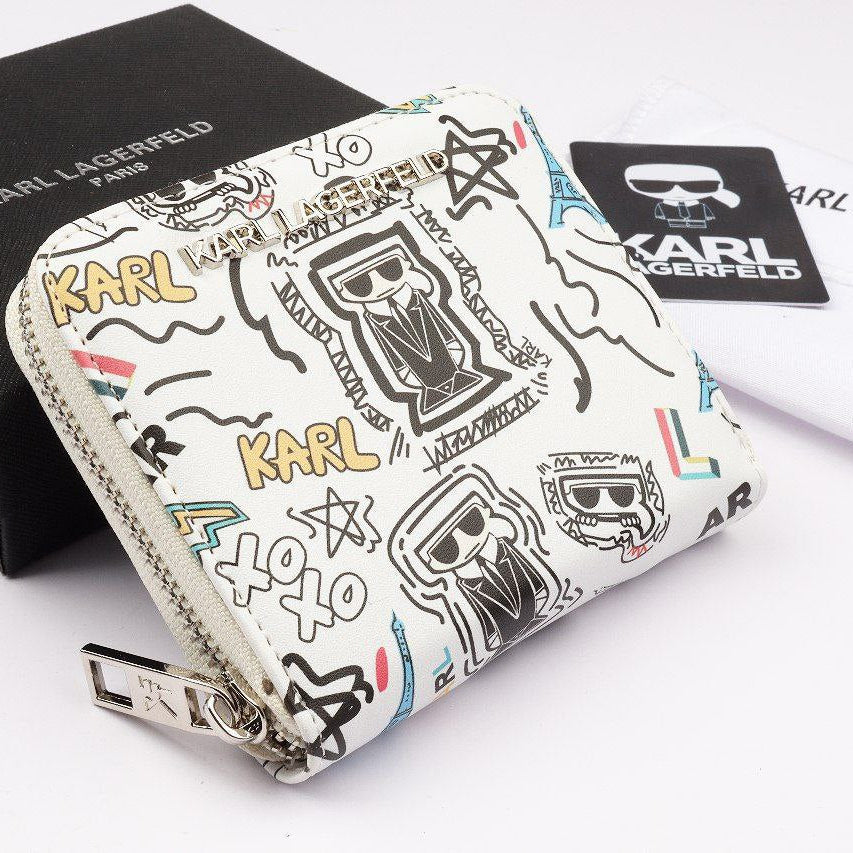 Karl Lagerfeld Graffiti Print Zip Wallet Black 🖤✨