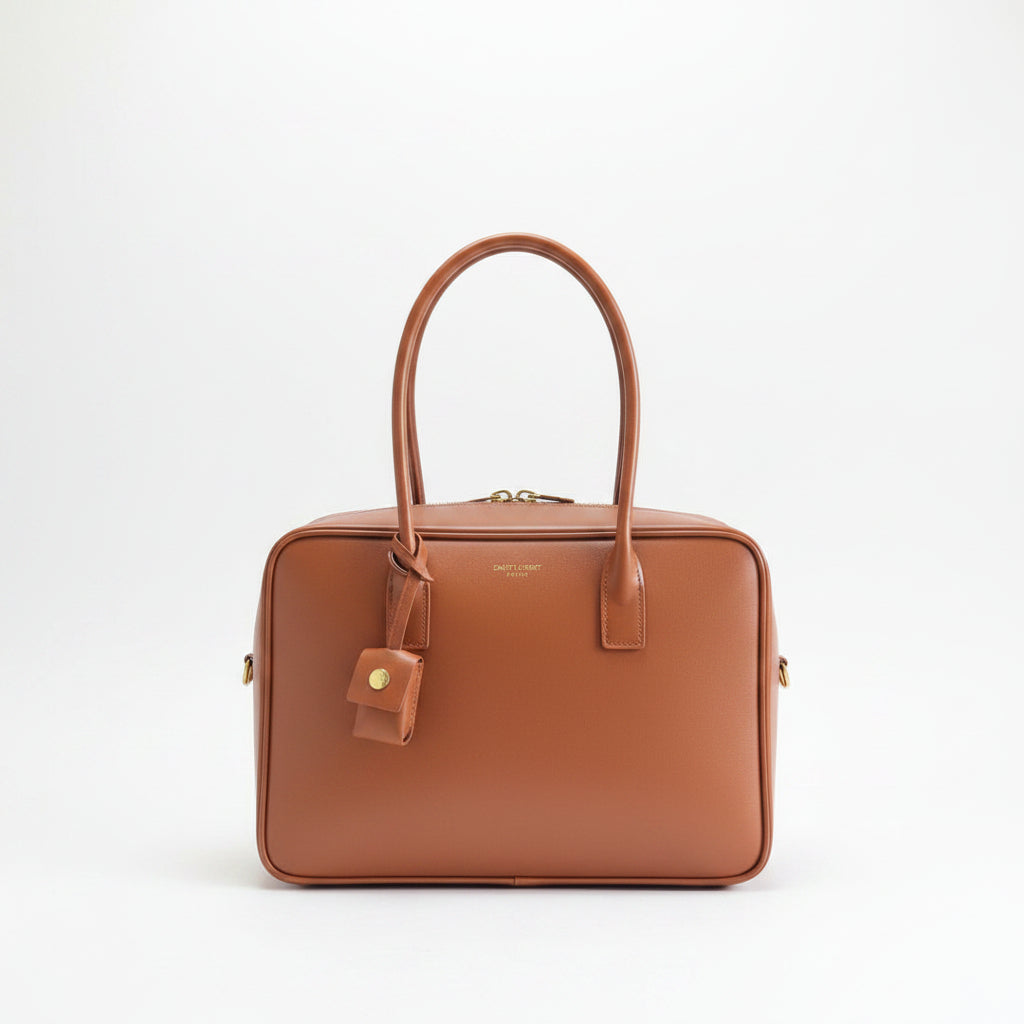 Saint Laurent Structured Brown Leather Handbag 👜✨