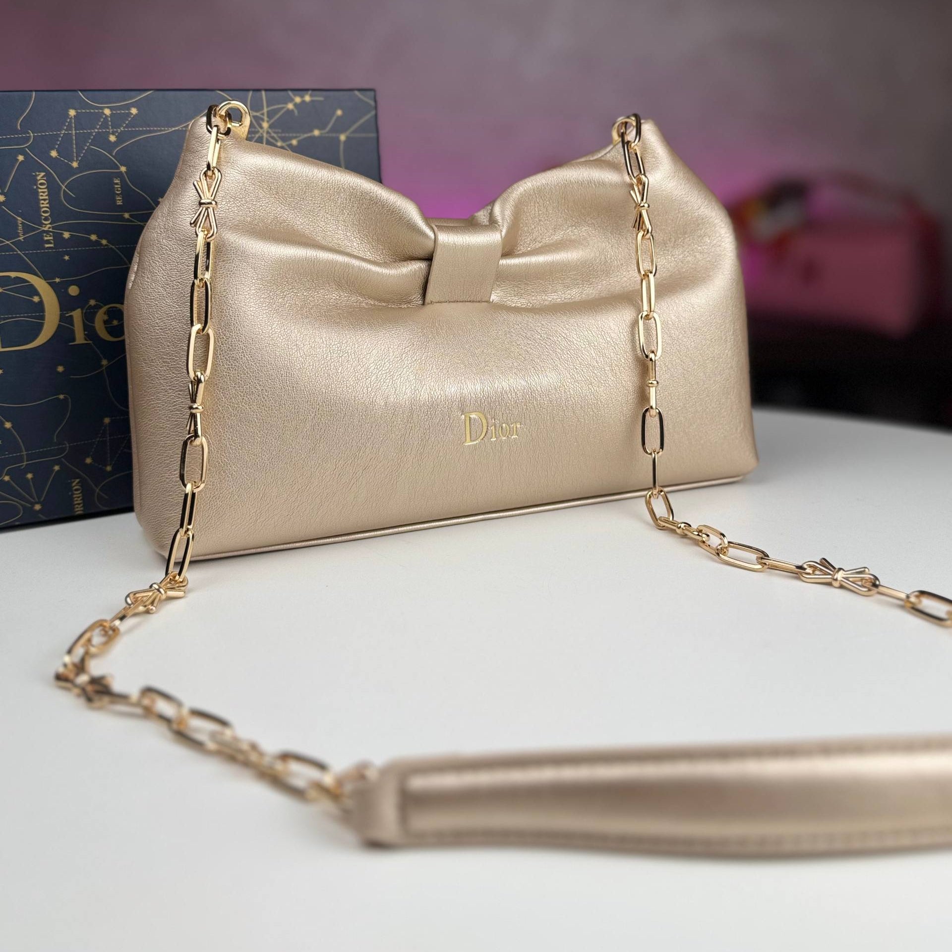 Dior Red Bow Detail Chain Bag with Gold Hardware 🎀✨