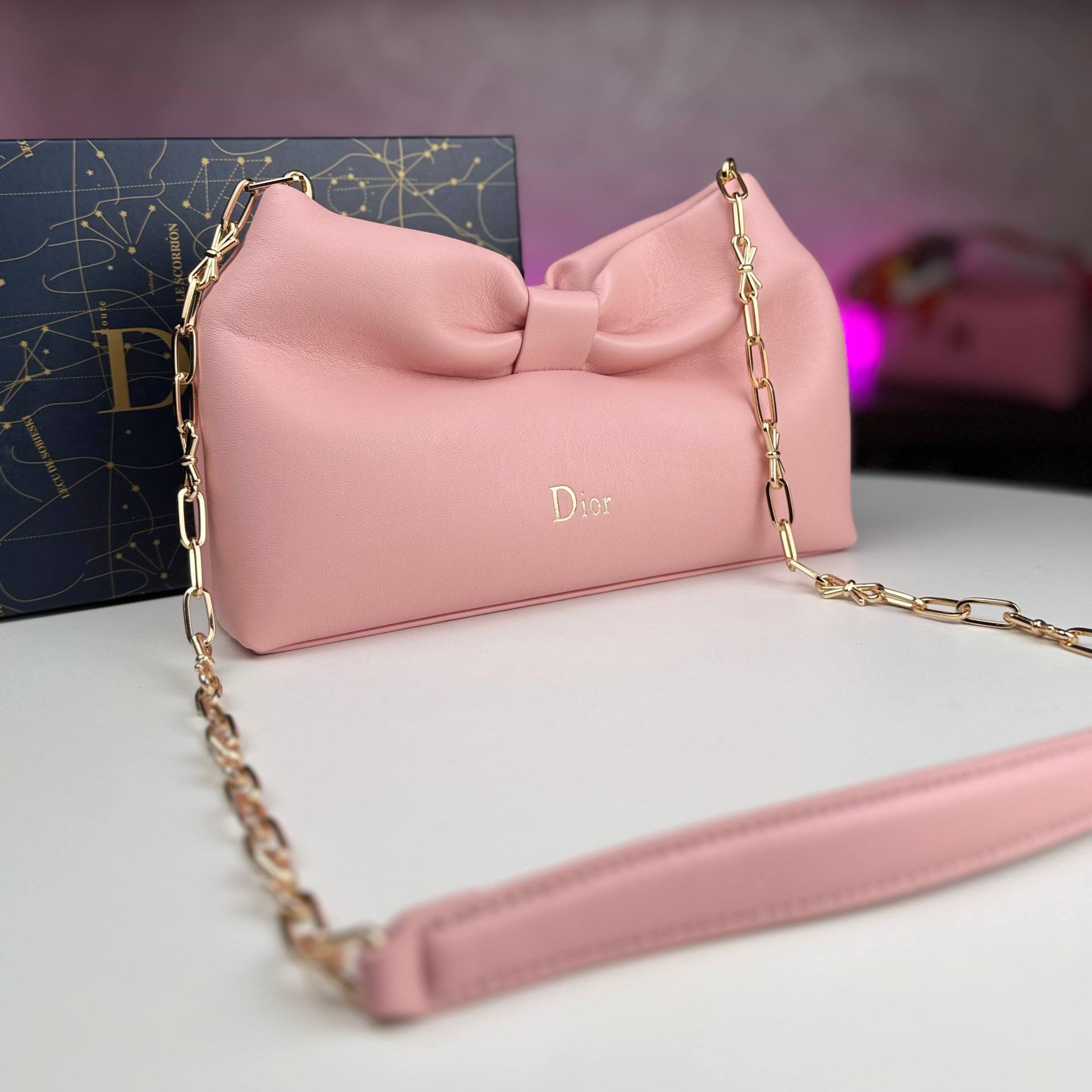 Dior Red Bow Detail Chain Bag with Gold Hardware 🎀✨