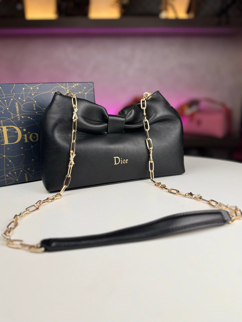 Dior Red Bow Detail Chain Bag with Gold Hardware 🎀✨