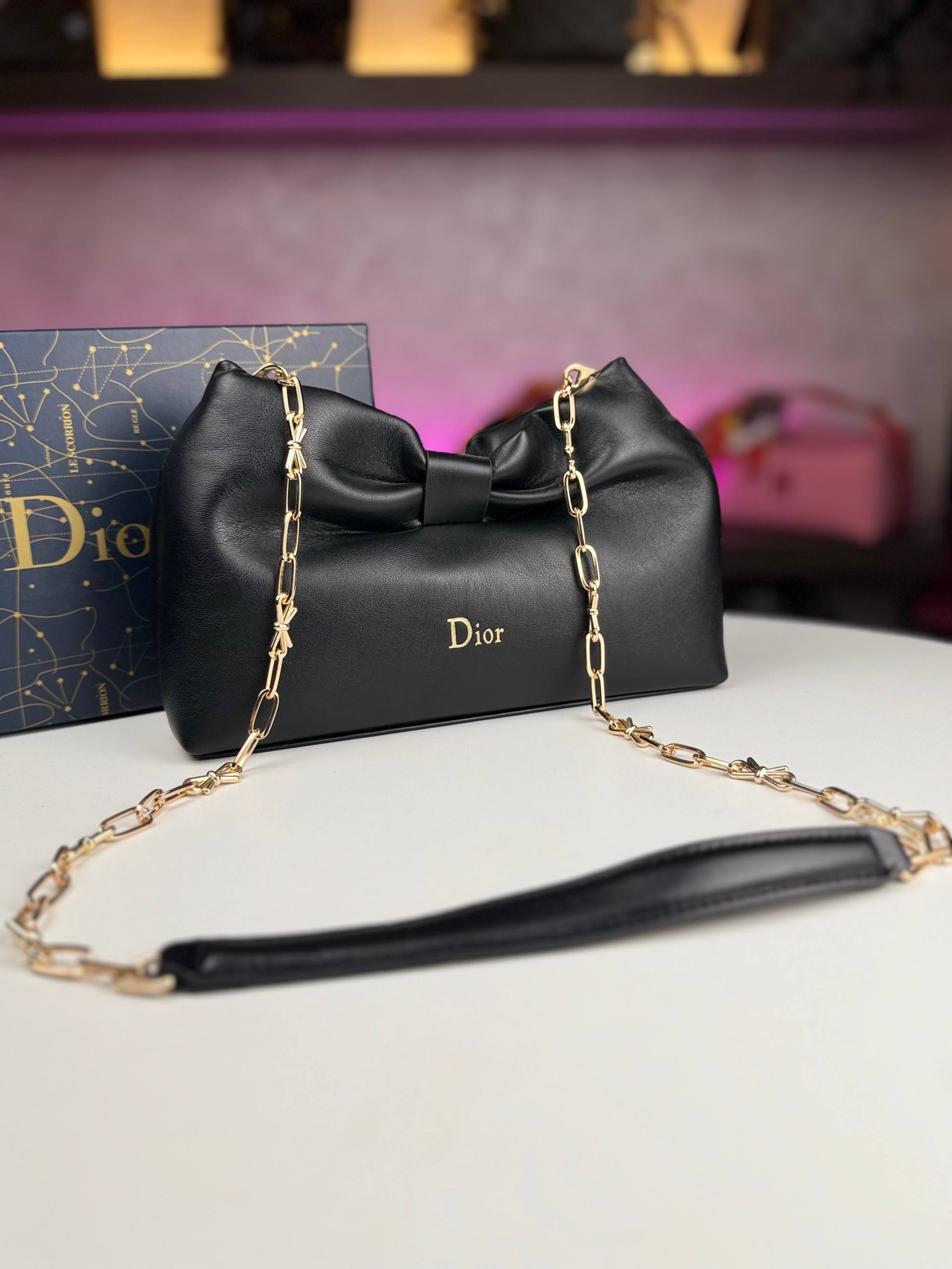 Dior Red Bow Detail Chain Bag with Gold Hardware 🎀✨