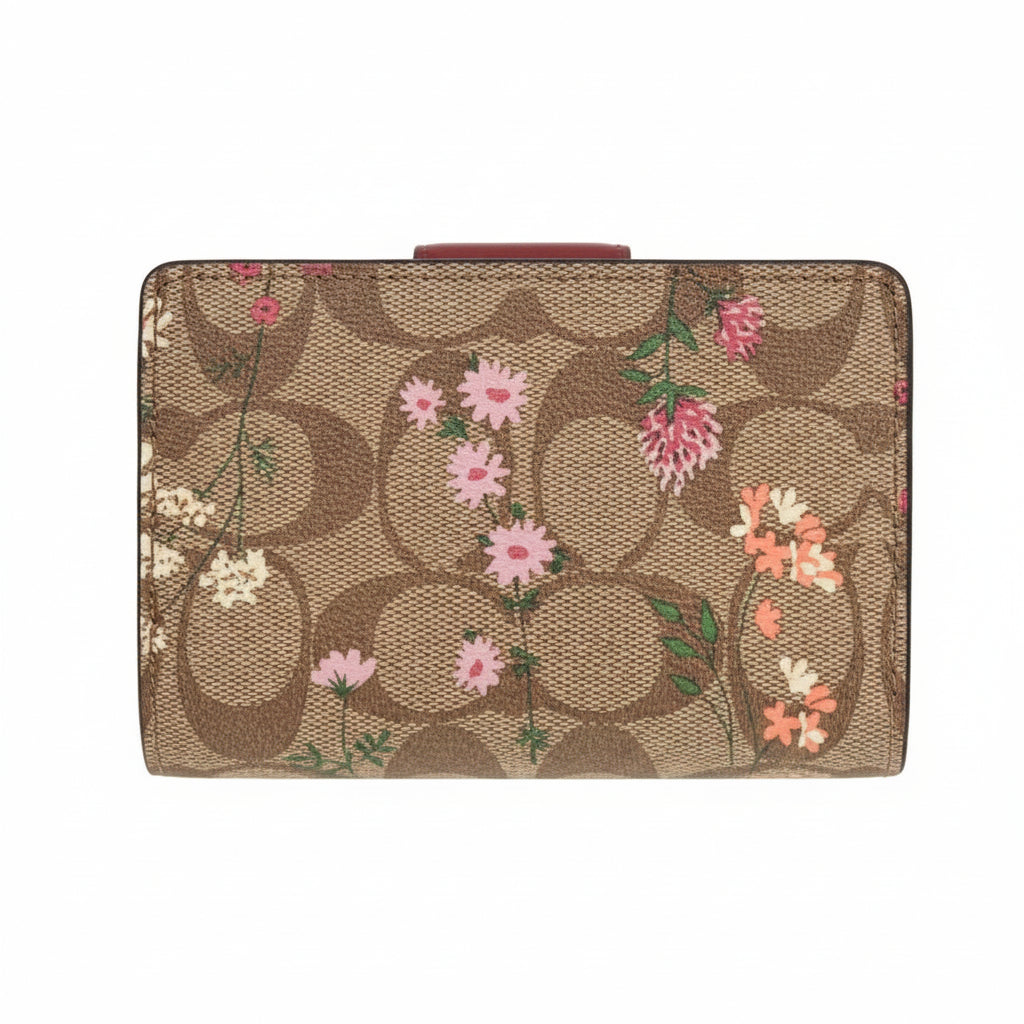 Coach Floral Print Medium Corner Zip Wallet in Signature Canvas 🌸👜
