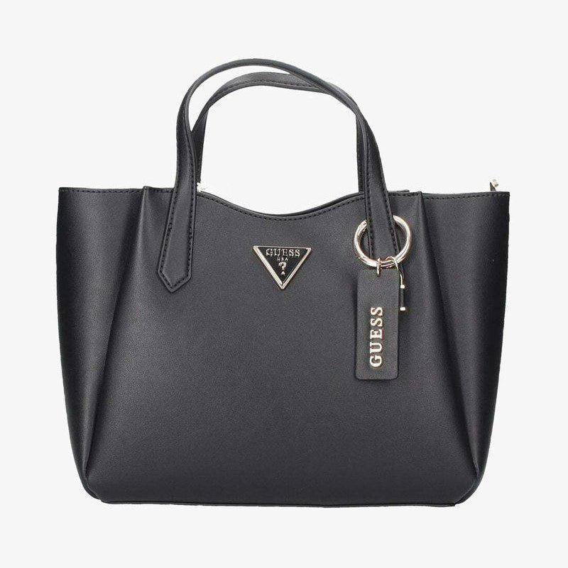 Guess Black Signature Logo Handbag with Luggage Tag Charm 👜✨