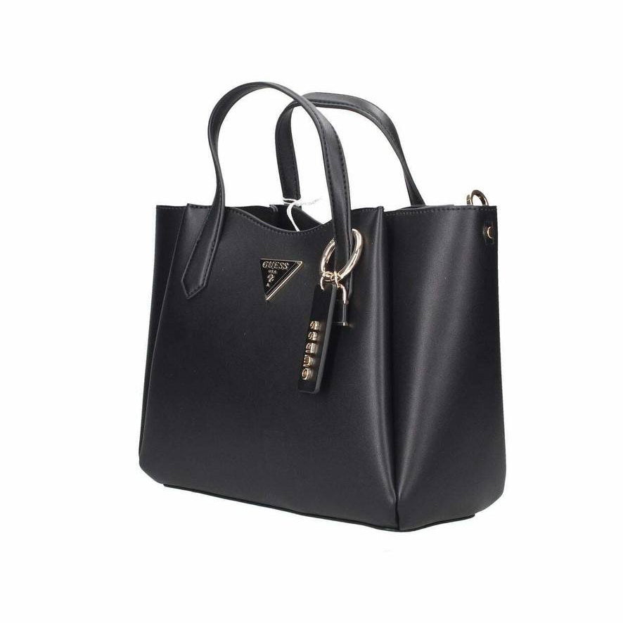 Guess Black Signature Logo Handbag with Luggage Tag Charm 👜✨