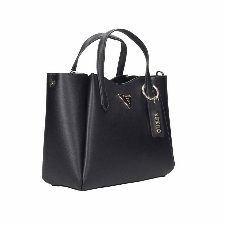 Guess Black Signature Logo Handbag with Luggage Tag Charm 👜✨