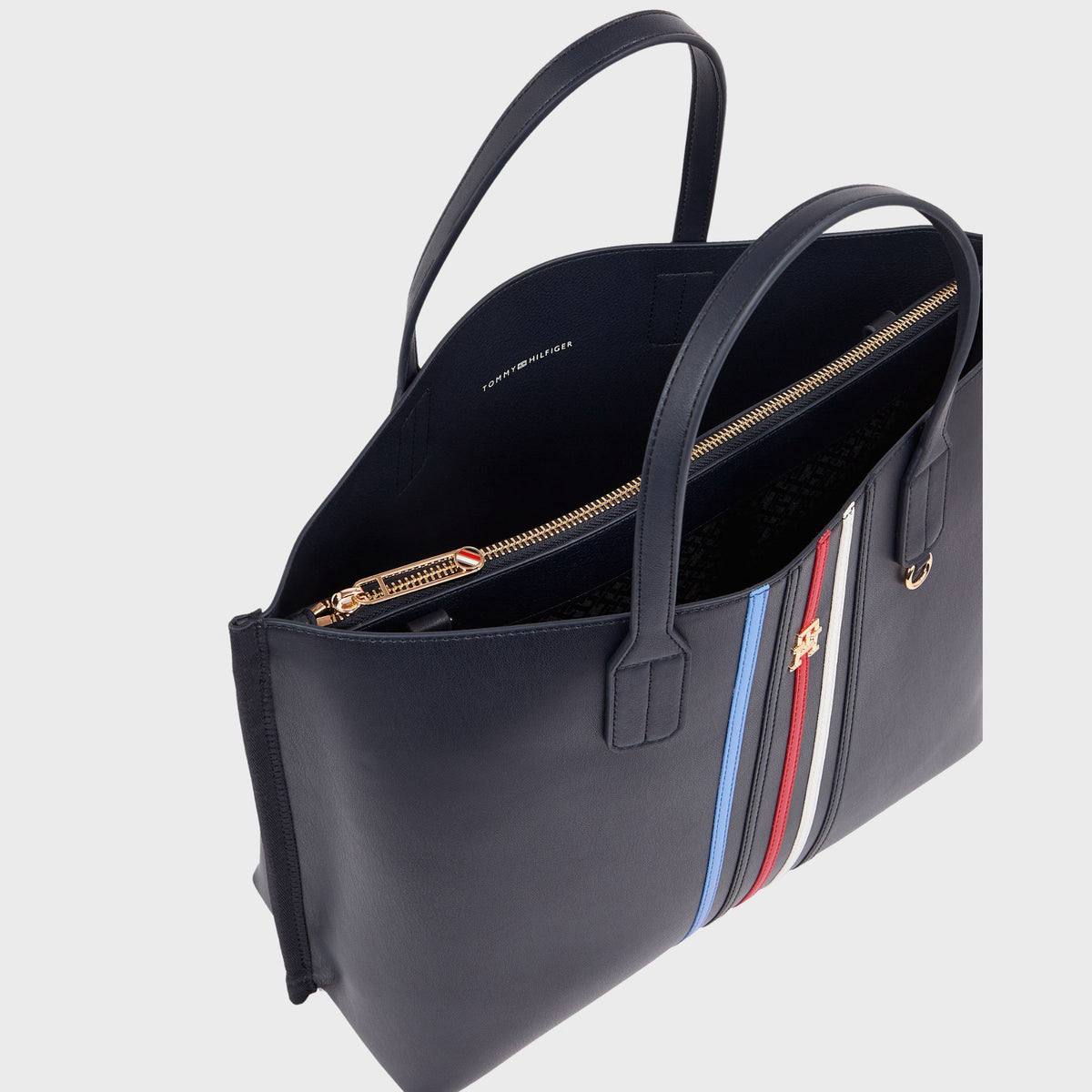 Tommy Hilfiger Navy Striped Tote with Gold Hardware 👜✨