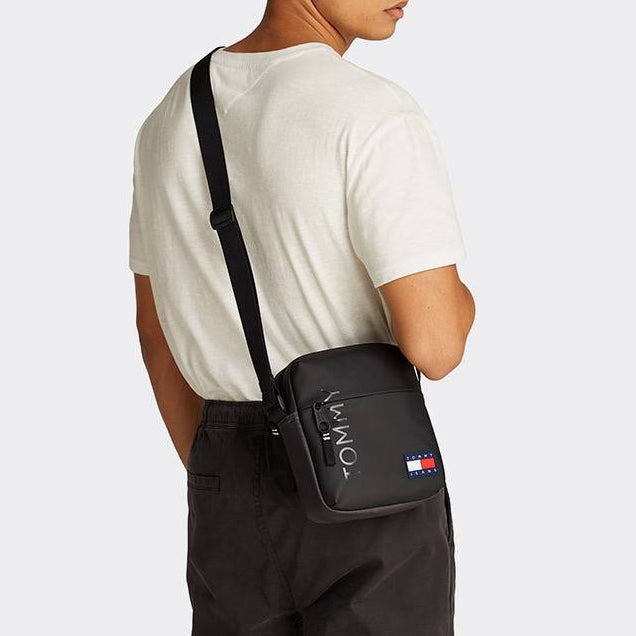 Tommy Jeans Essential Black Reporter Bag with Iconic Logo Patch 💼