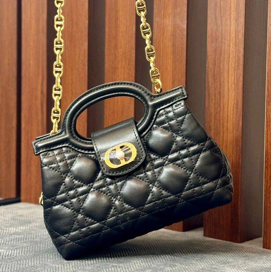 Dior Style Quilted Handbag with Gold Chain Strap 👜✨