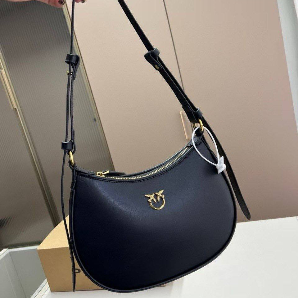 PINKO Sleek Crescent Shoulder Bag in Classic Black 👜✨