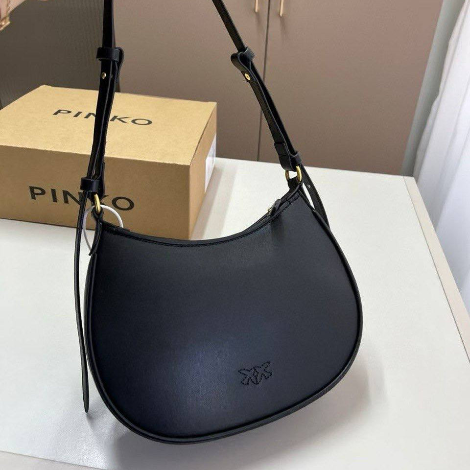 PINKO Sleek Crescent Shoulder Bag in Classic Black 👜✨