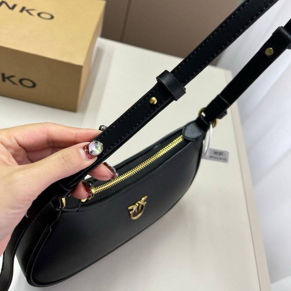 PINKO Sleek Crescent Shoulder Bag in Classic Black 👜✨