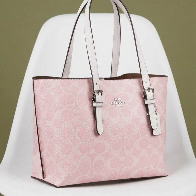 Coach Floral Monogram Tote with White Leather Handles 🌸👜