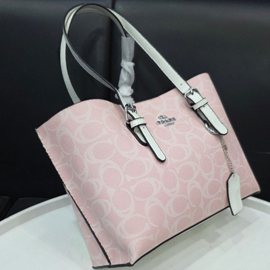 Coach Floral Monogram Tote with White Leather Handles 🌸👜