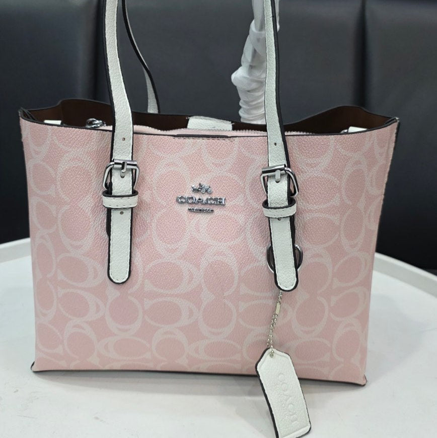 Coach Floral Monogram Tote with White Leather Handles 🌸👜