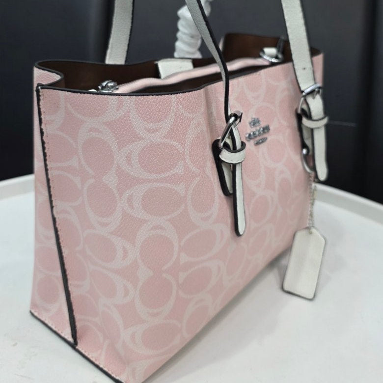 Coach Floral Monogram Tote with White Leather Handles 🌸👜