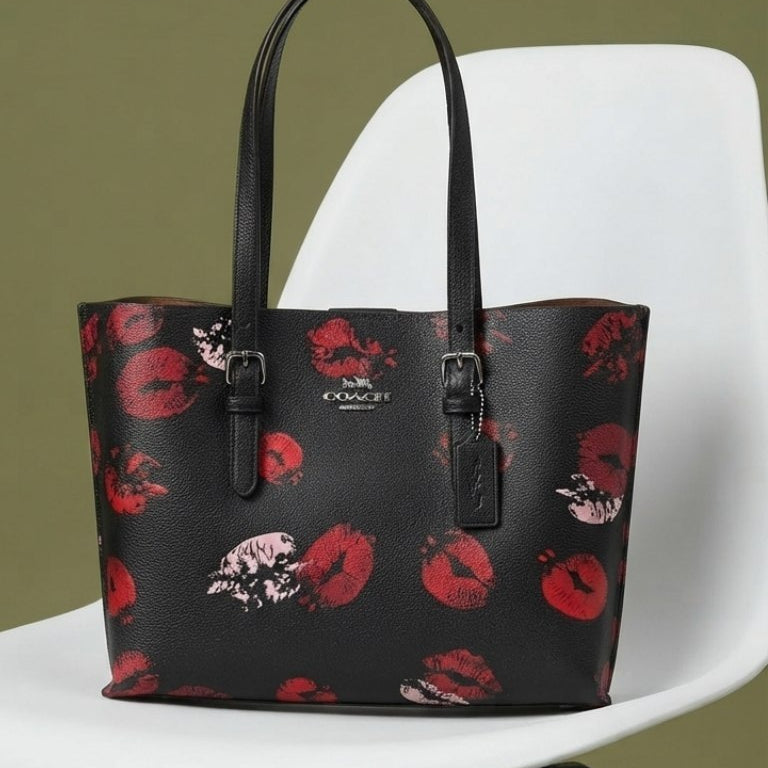 Coach Floral Monogram Tote with White Leather Handles 🌸👜