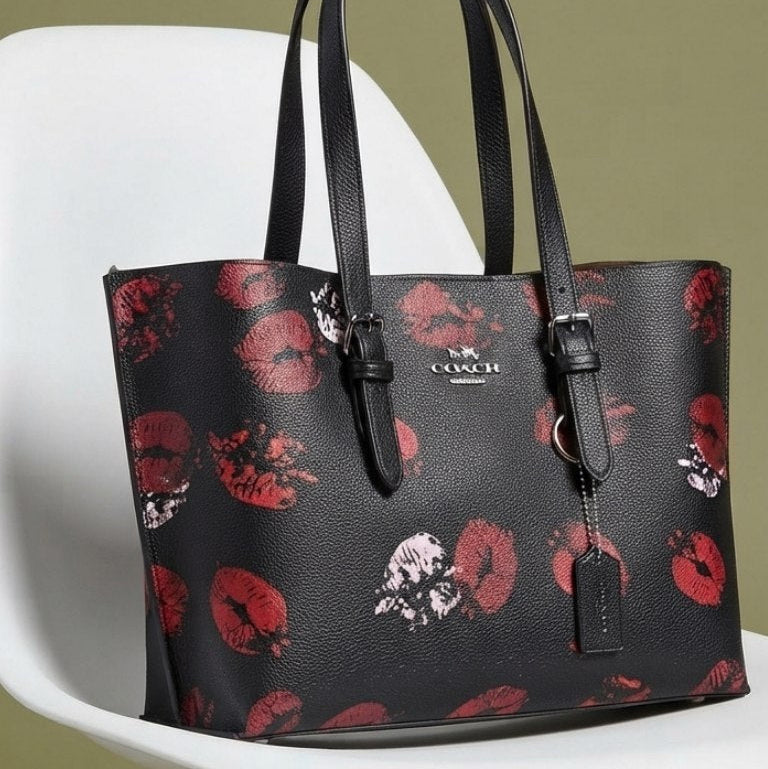 Coach Floral Monogram Tote with White Leather Handles 🌸👜