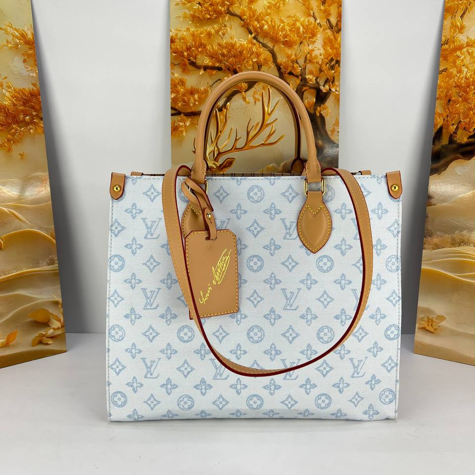 LV Monogram Pattern Tote Bag with Luggage Tag