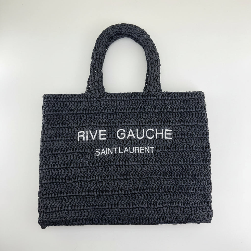 Saint Laurent Rive Gauche Black Woven Tote