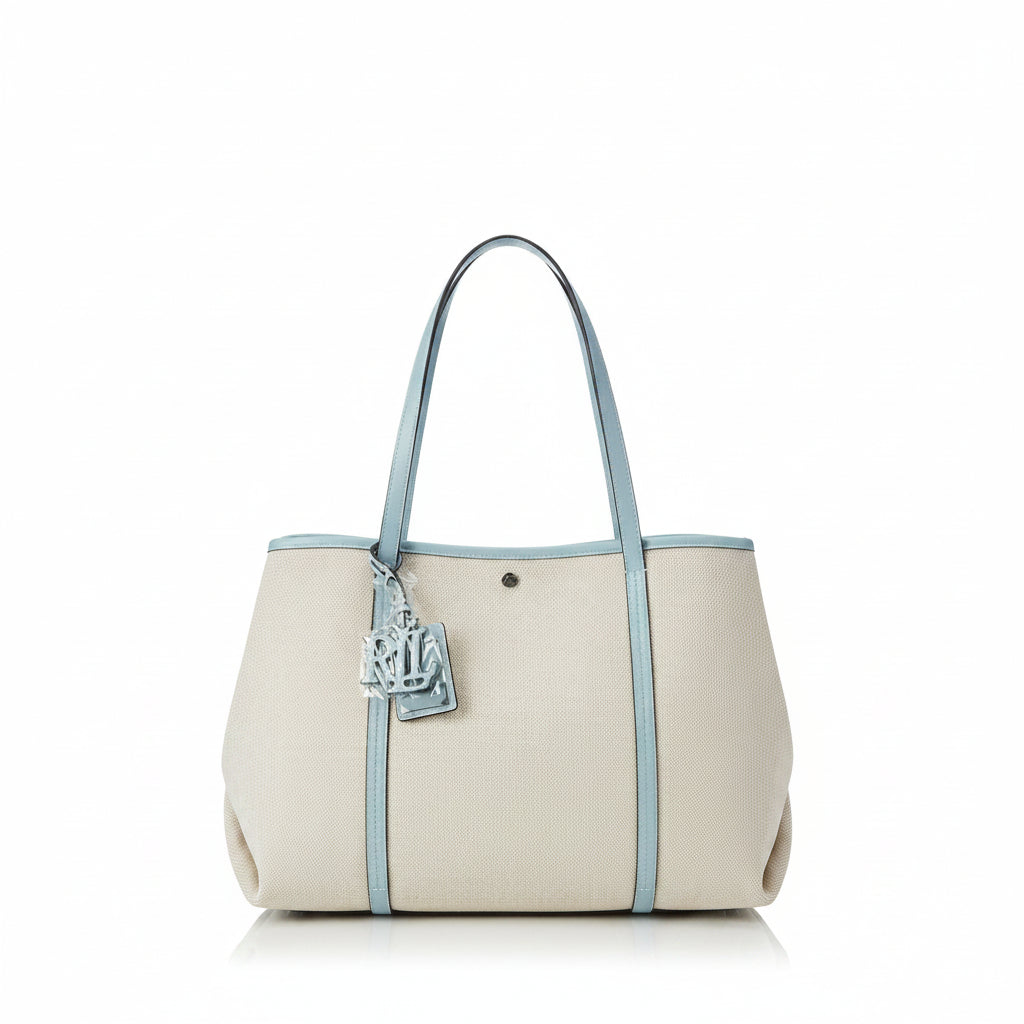 Ralph Lauren Canvas and Leather Large Tote Bag